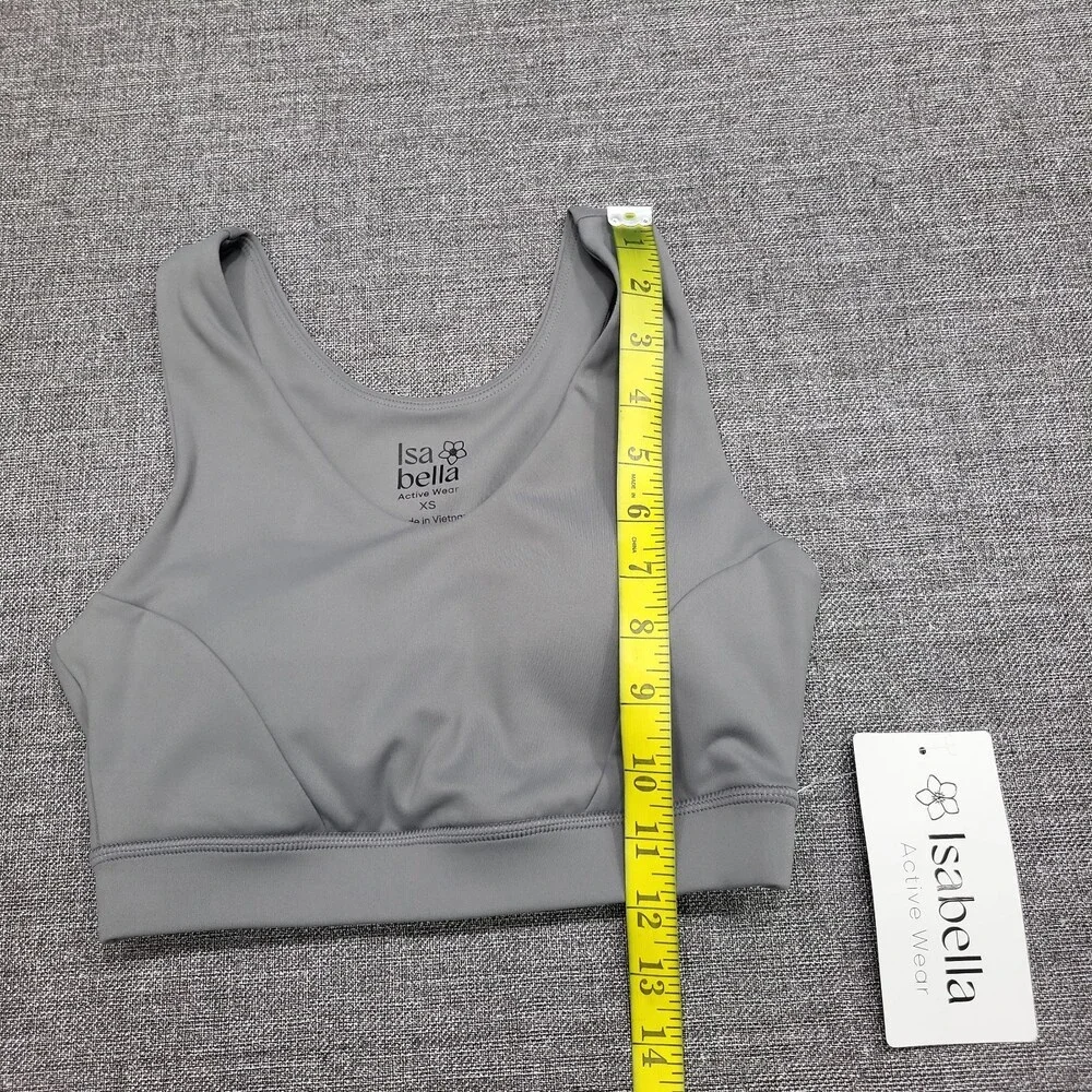 Isabella Womens Gray Moisture Wicking UV Protection Sports Bra Size XS